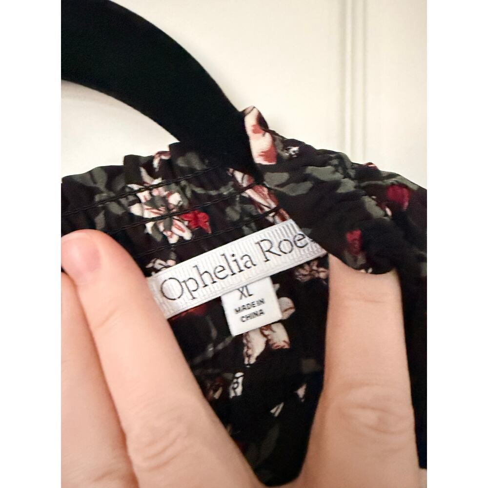 Ophelia Roe Black Floral Long Sleeve Dress - Size XL - Picture 3 of 6